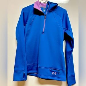 Women’s Under Armor fleece pullover. Size Medium. Teal/lav. Gently used.